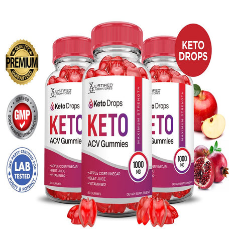 (3 Pack) Keto Drops Keto ACV Gummies 1000MG Dietary Supplement 180 Gummys