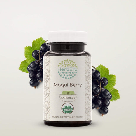 Maqui Berry 60 Capsules, 500 Mg, Organic Maqui Berry (Aristotelia Chilensis) Dried Berry