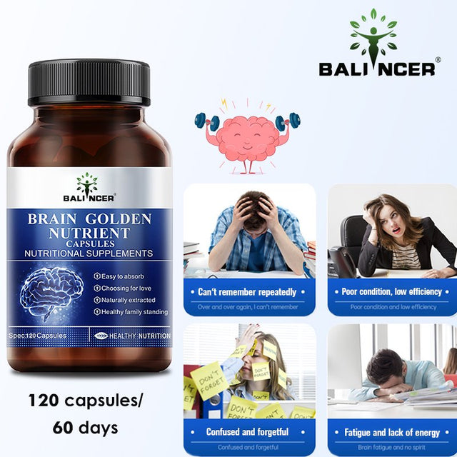 BALINCER Brain Tonic Enhances DHA Memory in the Brains of Students, Children, and Adolescents. Genuine Non Fish Oil 60/120 Capsules