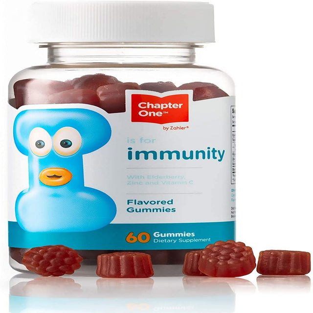 Zahler - Chapter One Immune Support Gummies for Kids with Vitamins C, Zinc & Black Elderberry (60 Flavored Gummies) Kosher Immunity Vitamin C & Elderberry Gummies for Kids & Adults - Made in USA