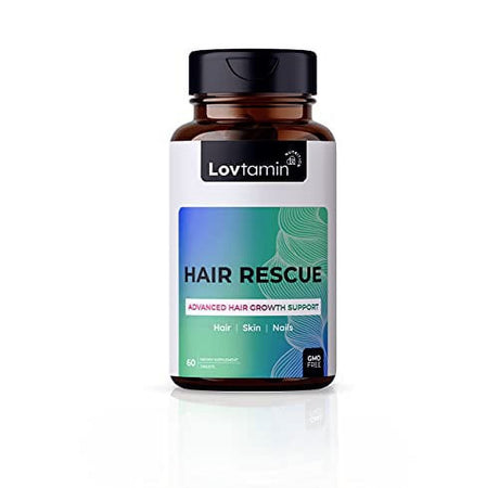 Lovtamin Hair Growth Supplement for Stronger, Thicker Hair 60 Tablets Biotin Advanced Hair, Skin & Nail Supplement with Minerals, Vitamins, High Potency Biotin, Keratin, Collagen,