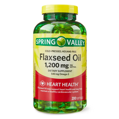 Spring Valley Flaxseed Oil Softgels Dietary Supplement, 1,200 Mg, 200 Count