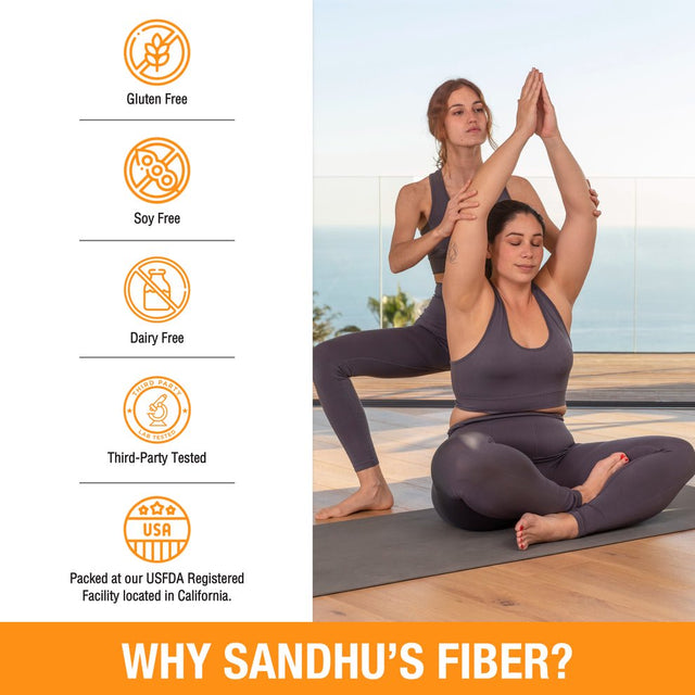 Sandhu'S Sunfiber® Prebiotic Fiber Supplement Powder, Supports Gut Health, Unflavored, 30 Servings