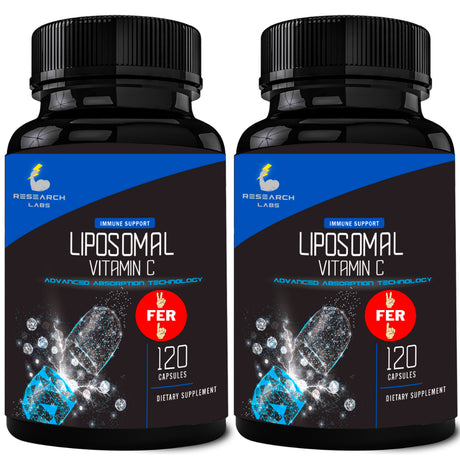 Research Labs Liposomal Vitamin C Supplement W/Enhanced Absorption Lipoquil-C™ | 2 Fer 1 Ad 240 Capsules Total Immune Support Collagen Booster | High Dose Fat Soluble Vita C 1000Mg Buffered | Non GMO