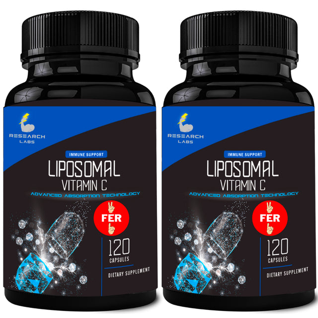 Research Labs Liposomal Vitamin C Supplement W/Enhanced Absorption Lipoquil-C™ | 2 Fer 1 Ad 240 Capsules Total Immune Support Collagen Booster | High Dose Fat Soluble Vita C 1000Mg Buffered | Non GMO