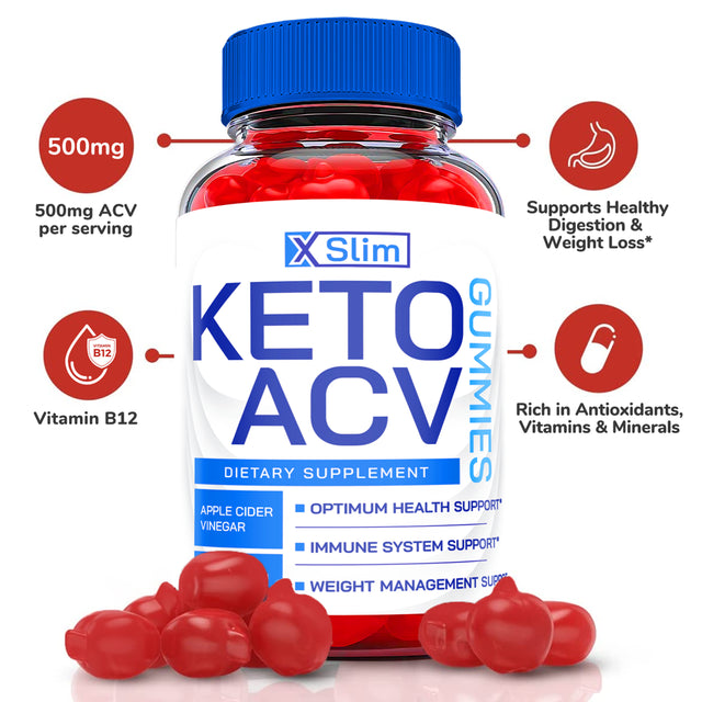 (3 Pack) X Slim Keto ACV Gummies - Supplement for Weight Loss - Energy & Focus Boosting Dietary Supplements for Weight Management & Metabolism - Fat Burn - 180 Gummies