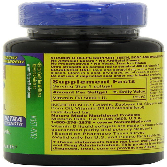 Nature Made Vitamin D3 Supplement, Supports Bone & Teeth 90 S