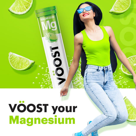 VOOST Magnesium Vitamin Supplement, Effervescent Vitamin Drink Tablet, Lemon Lime Flavor, 20 Ct