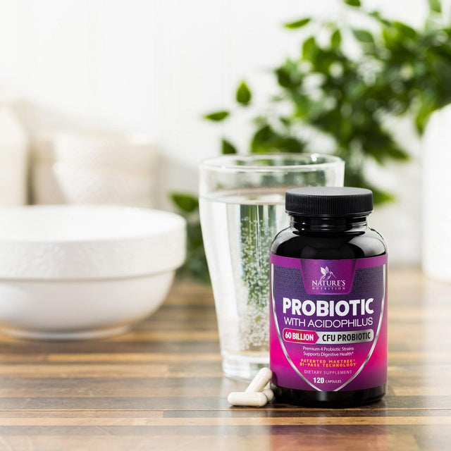 Probiotics, 60 Billion CFU per Serving, Probiotic with Prebiotics for Digestive & Immune Health Support for Women & Men - Nature'S Supplement Is Shelf Stable, Soy, Dairy & Gluten Free - 120 Capsules