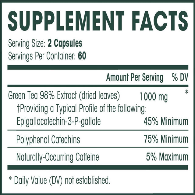 EGCG Green Tea Extract Capsules - Powerful Metabolism Booster for Weight Loss, Energy and Heart Health - Green Tea Pills Are Natural Caffeine Pills with Antioxidants & Free Radical Scavengers - 500Mg