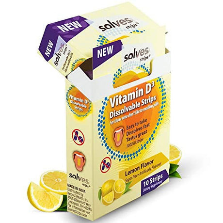 Solves Strips Swift Vitamin D3 Uptake Strips - Lemon Zest Twist, High Potency, Sugar-Free, Natural, Daily Essential for Bone & Immune Health, Easy Pill-Free Alternative