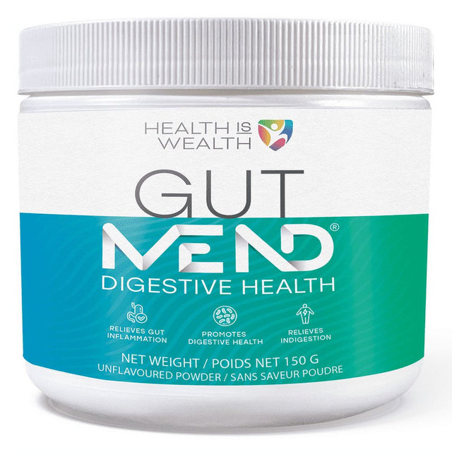 Health IS Wealth Gutmend® I Probiotic-Free Digestive Health Powder with Ginger, Glutamine, Marshmallow Root and Quercetin - Relieves Leaky Gut, Inflammation, Bloating & Nausea (150 G Powder)