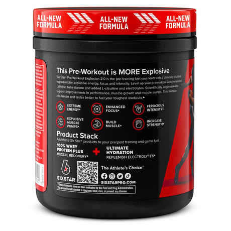 Six Star Pro Nutrition Pre-Workout Powder Explosion 2.0 Electrolyte Matrix, Fruit Punch, 9.52 Oz