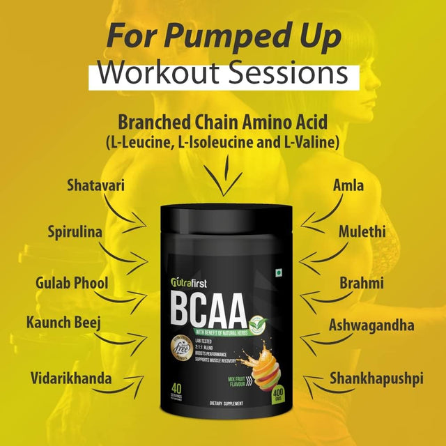 BCAA Protein with Whey Protein Isolate in Chocolate Flavor for Pre/Post/Intra Advance Workout Supplement 100% Pure Vegan, Muscle Recovery & Endurance BCAA – 500Gm, Pack of 1