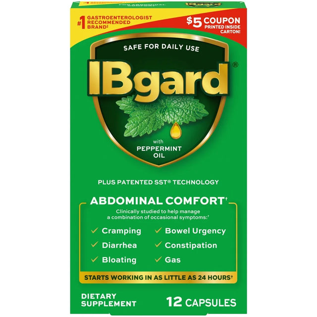 (2 Pack) Ibgard Digestive Gut Health Supplement for a Combination of Occasional Symptoms: Cramping, Bowel Urgency, Diarrhea, Constipation, Bloating & Gas, 12Ct (Packaging May Vary)