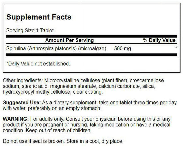 Swanson Spirulina 500 Mg 180 Tablets