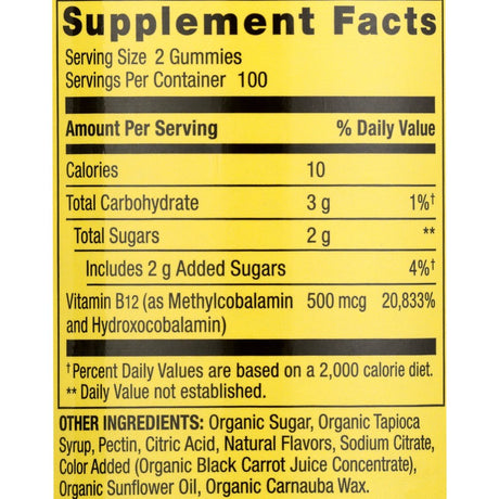 Spring Valley Non GMO Vitamin B12 Vegetarian Gummies, Raspberry, 500 Mcg, 200 Count