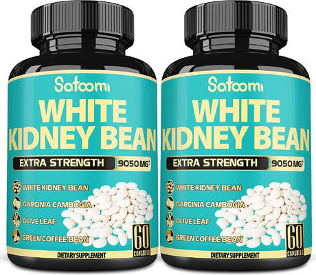 𝟲𝗶𝗻𝟭 White Kidney Bean Extract Pills- Equivalent to 𝟵𝟬𝟱𝟬𝗺𝗴 of 6 Herbs - Support Body Building, Starch, and Form Management for Women & Men - 2 Packs 60 Caps for 4 Months