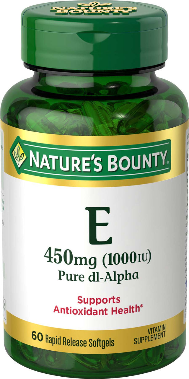 Nature’S Bounty Vitamin E 1000 IU Softgels for Heart Health Support, 60 Count