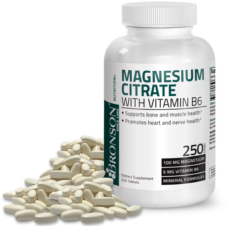 Bronson Magnesium Citrate with Vitamin B-6, 250 Tablets