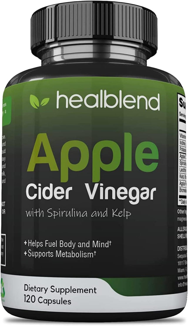 Apple Cider Vinegar with Spirulina and Kelp – Detox and Immune Support Formula - 120 Capsules