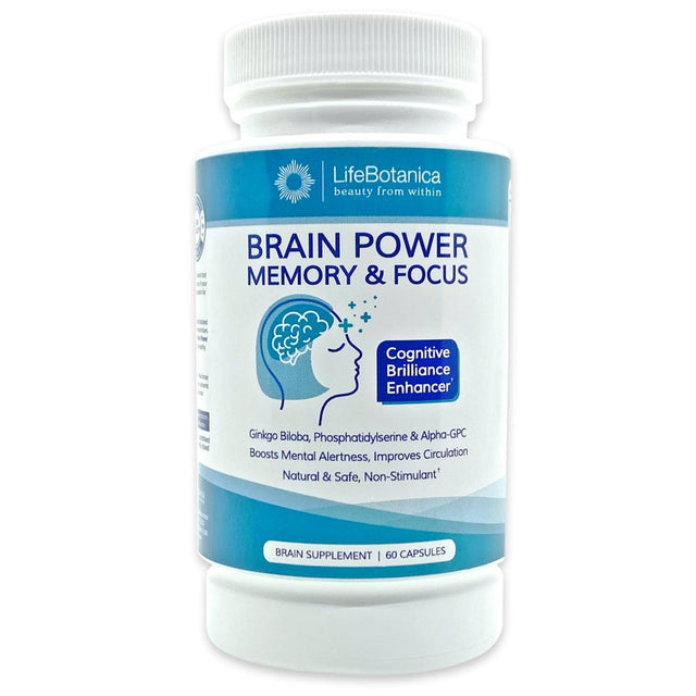 Lifebotanica Brain Power Memory & Focus Brain Supplement 60 Capsules ( Effective as Neuriva) *EN