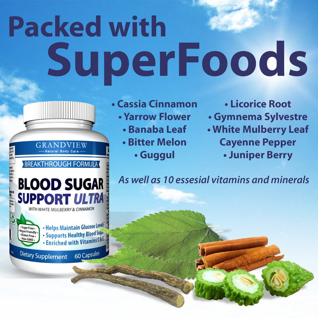 Blood Sugar Support Ultra - Helps Normalize Blood Sugar Levels Cardiovascular Health Promotes Healthy Pancreatic Function Aids in Weight Loss Protects Immune System