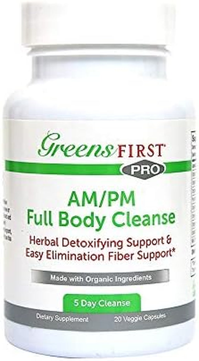 Greens First Full Body AM/PM Cleanse, 20 Veggie Capsules – Supplement for Natural Detox of Toxins – Full Intestinal & Constipation Relief – Digestive Health Capsule