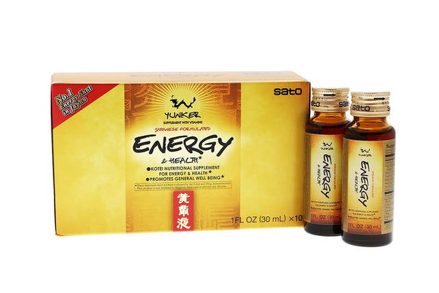 Energy & Health, Energy Herbal Supplements, Herbal Energy Boost, Reduces Physical Fatigue and Tiredness, 1 Fl Oz, Pack of 10 (Total 10 Fl Oz), Made in Japan