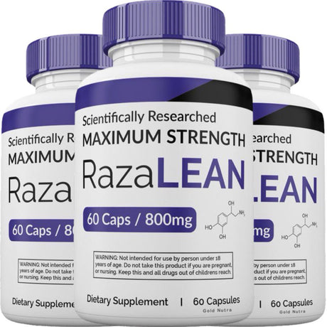 (3 Pack) Official Razalean Pills, 2022 Formula, 180 Capsules, Dietary Supplement