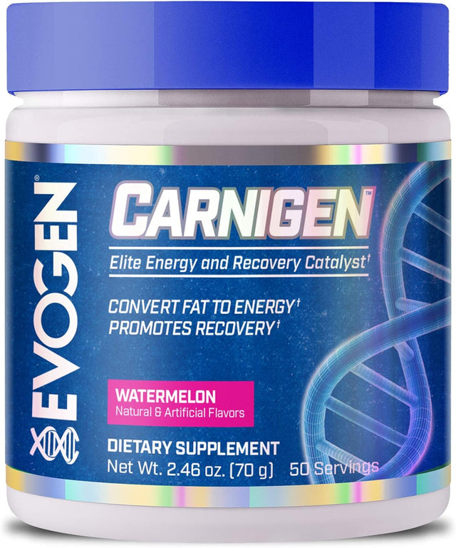 Evogen Carnigen Watermelon | Carnitine Fat Burning Powder, Carnitine Tartrate, Acetyl-L-Carnitine, Carnitine Orotate, Carnitine Fumarate, Bioperine | 50 Servings