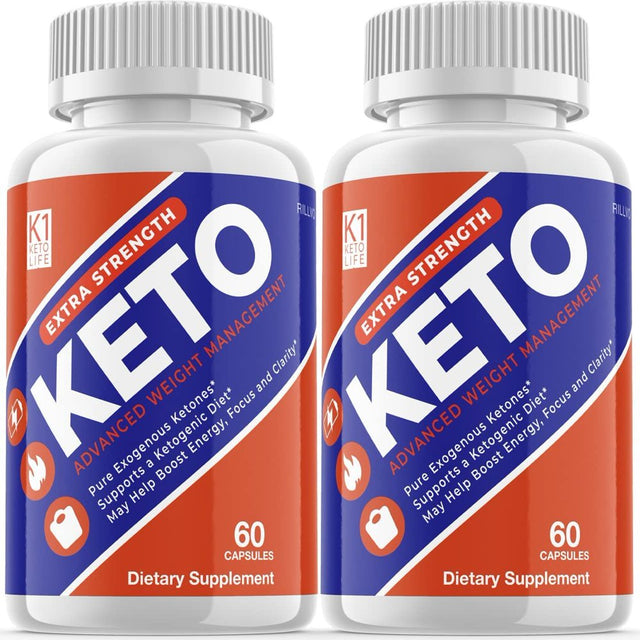 2 Pack K1 Keto Lifestyle Diet Supplements Advanced Ketogenic Formula 120 Capsules