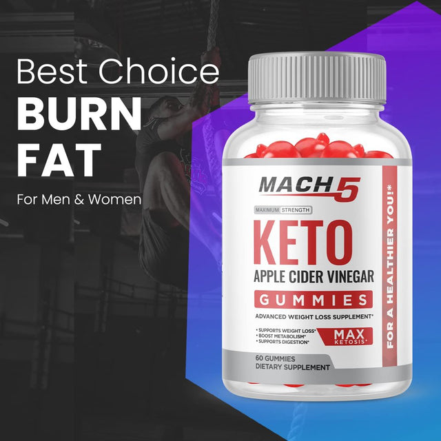 (2 Pack) Mach 5 Keto ACV Gummies - Supplement for Weight Loss - Energy & Focus Boosting Dietary Supplements for Weight Management & Metabolism - Fat Burn - 120 Gummies