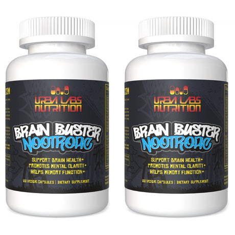 Urbalabs 2 Pack Premium Brain Buster Nootropic Supplements for Memory, Focus, and Mental Alertness, Caffeine-Free