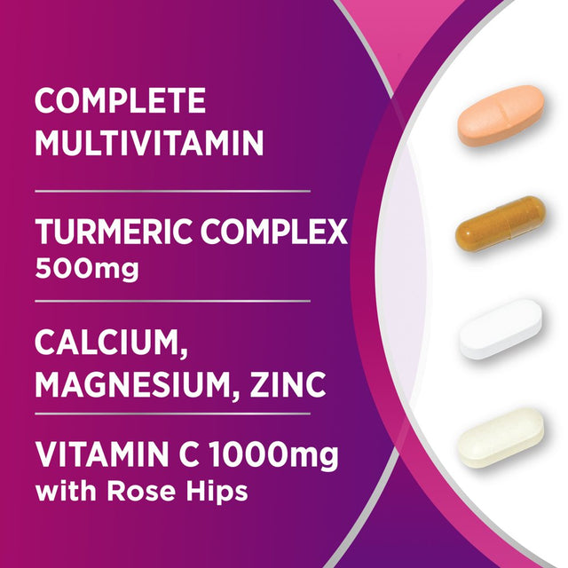 Centrum Wellness Packs Daily Vitamins for Women in Their 50S, with Complete Multivitamin, Calcium, Vitamin C 1000Mg with Rose Hips and Turmeric Complex - 30 Packs/1 Month Supply