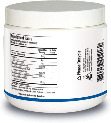 BIOTICS Research GI Resolve Optimal Gastrointestinal Support, Great-Tasting Powder, Free of Added Flavors, Colors, Gums or Common Allergens. Gut Lining Support and Healing, Lglutamine 6.7Oz