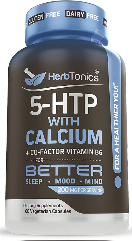 5 HTP 200 MG Supplement with Calcium + B6 Cofactor | Promotes a Feeling of Well Being | Supports Healthy Cortisol Levels | 60 Vegetarian Capsules | Health for Women and Men