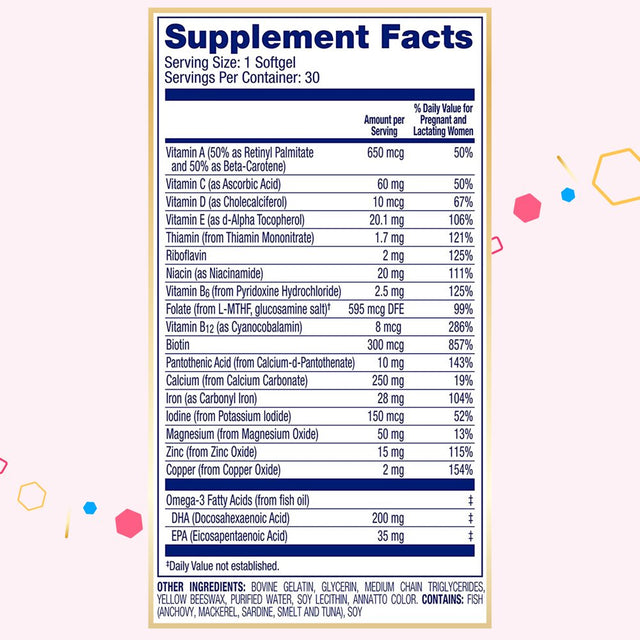 Enfamom Prenatal Vitamin Supplement for Pregnant and Lactating Women from Enfamil, 30 Softgels, Omega-3 DHA + Folate + Calcium