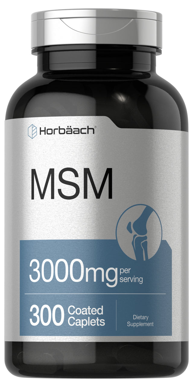 MSM Supplement | 3000Mg | 300 Vegetarian Caplets | with Calcium | by Horbaach