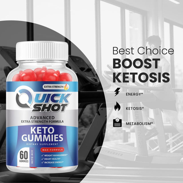 (2 Pack) Quick Shot Keto ACV Gummies - Supplement for Weight Loss - Energy & Focus Boosting Dietary Supplements for Weight Management & Metabolism - Fat Burn - 120 Gummies