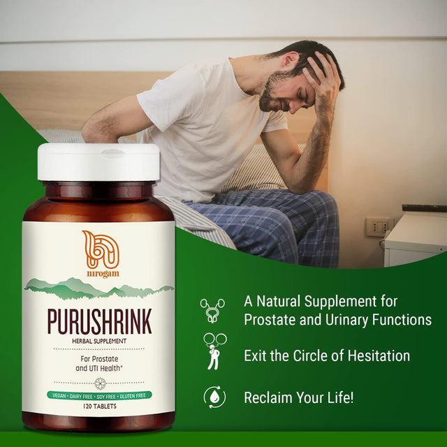 Nirogam'S Purushrink Herbal Tablets for Men Prostate | Bladder Control Ayurveda Formula 120 Tablets