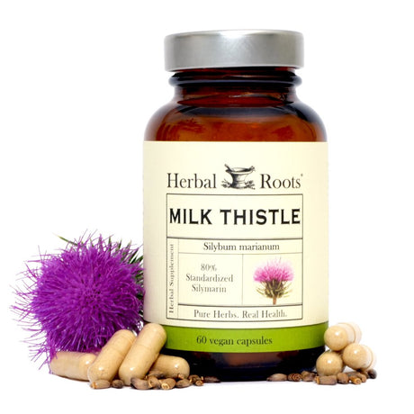 Milk Thistle Capsules by Herbal Roots | Organic Milk Thistle Seed & Extract | One Size, Natural Color