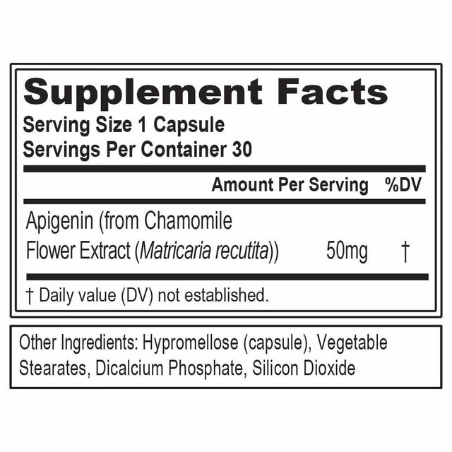 Apigenin 50Mg - Evlution Nutrition Pure Apigenin Supplement for Sleep - Anxiety and Stress Relief Pills for Men and Women - Apigenin for Mood Support - 30 Servings