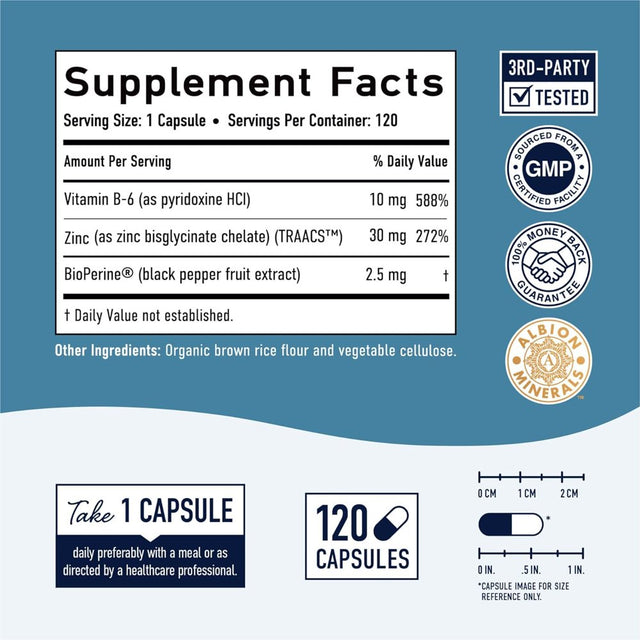 Smnutrition Zinc Supplement 30 Mg | Chelated Zinc 30Mg for Colds | Highly-Absorbable Zinc Pills for Immune System & Skin Health, 120Ct