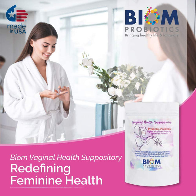 Biom Probiotics Fragrance-Free Vaginal Probiotic Suppository for Women, 15 Count