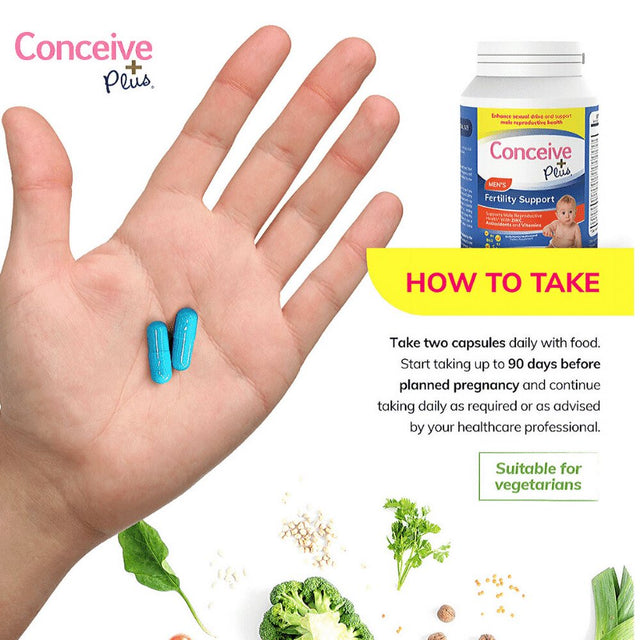 CONCEIVE plus Fertility Supplements for Men | 30-Day Supply | Zinc, Folate, Maca Root, Selenium | Semen Volumizer | Male Fertility Support Pills (60 Capsules)