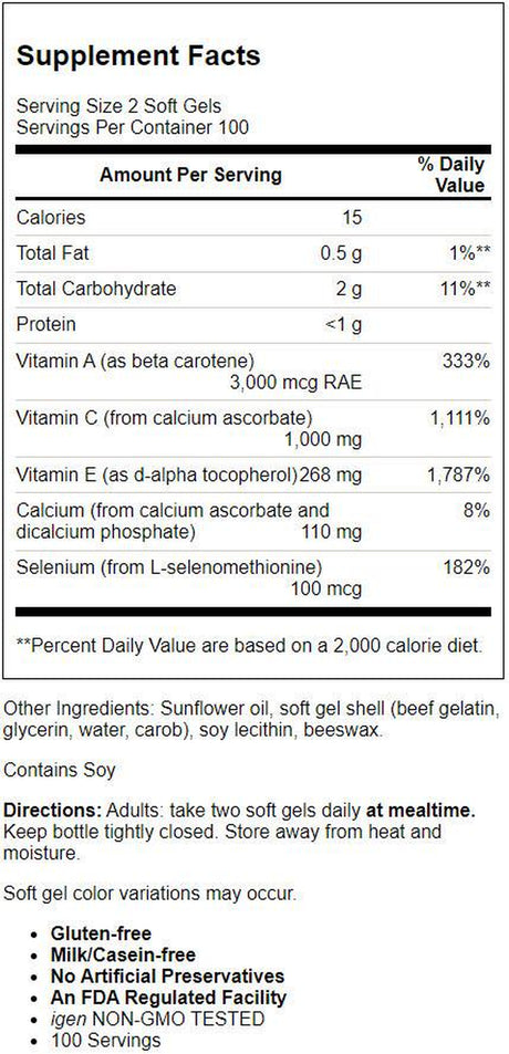 Carlson Laboratories Aces Antioxidant Formula 200 Softgel