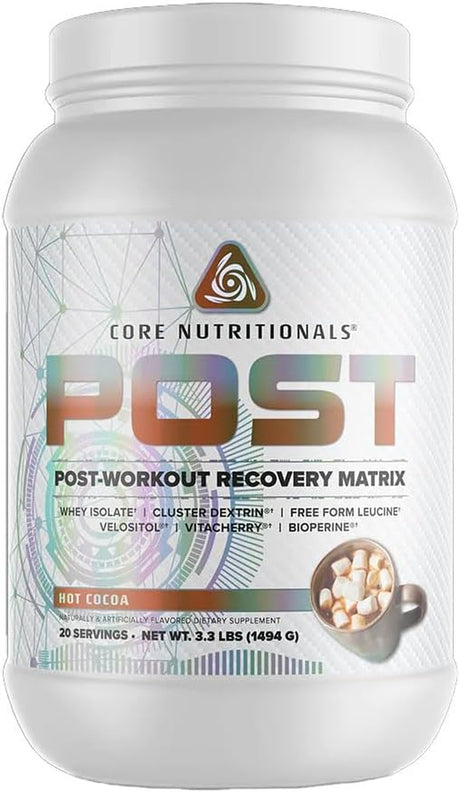 Core Nutritionals Post Post-Workout Recovery Matrix with Cyclic Dextrin®, Velositol®, for Optimum Protein Absorption, Glycogen Replenishment, Muscle Recovery 20 Servings (Hot Cocoa)