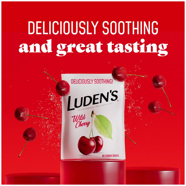 Luden'S Sore Throat Drops, for Minor Sore Throat Relief, Wild Cherry, 90 Count