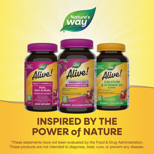 Nature'S Way Alive! Women'S 50+ Gummy Multivitamin, B-Vitamins, Mixed Berry Flavored, 60 Count